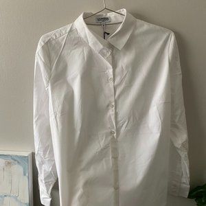 White Express button down shirt